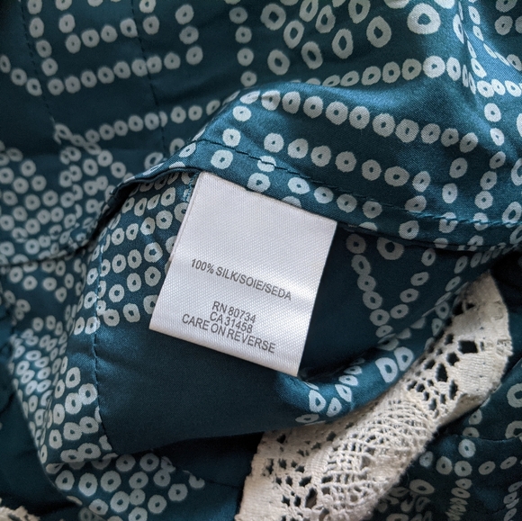 Like New BCBGMAXAZRIA Silk Lace Trim Top - Picture 13 of 14